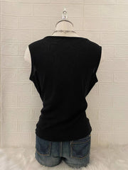 Black Patchwork Front Detail Tank 2