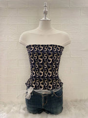 Black Pattern Tube Top 1