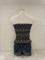 Black Pattern Tube Top 2