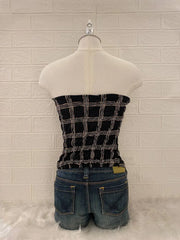 Black Plaid Tube Top 2