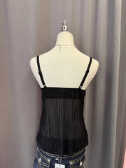 Black Pleated Babydoll Pink Ribbon Bustier 3