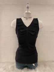 Black Pleated Ribbon Detail Tank 1