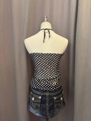 Black Polka Dot Reworked Halter 3