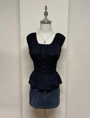 Black Reworked Milkmaid Blouse 1