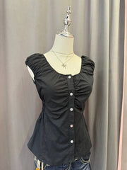 Black Reworked Milkmaid Blouse 2