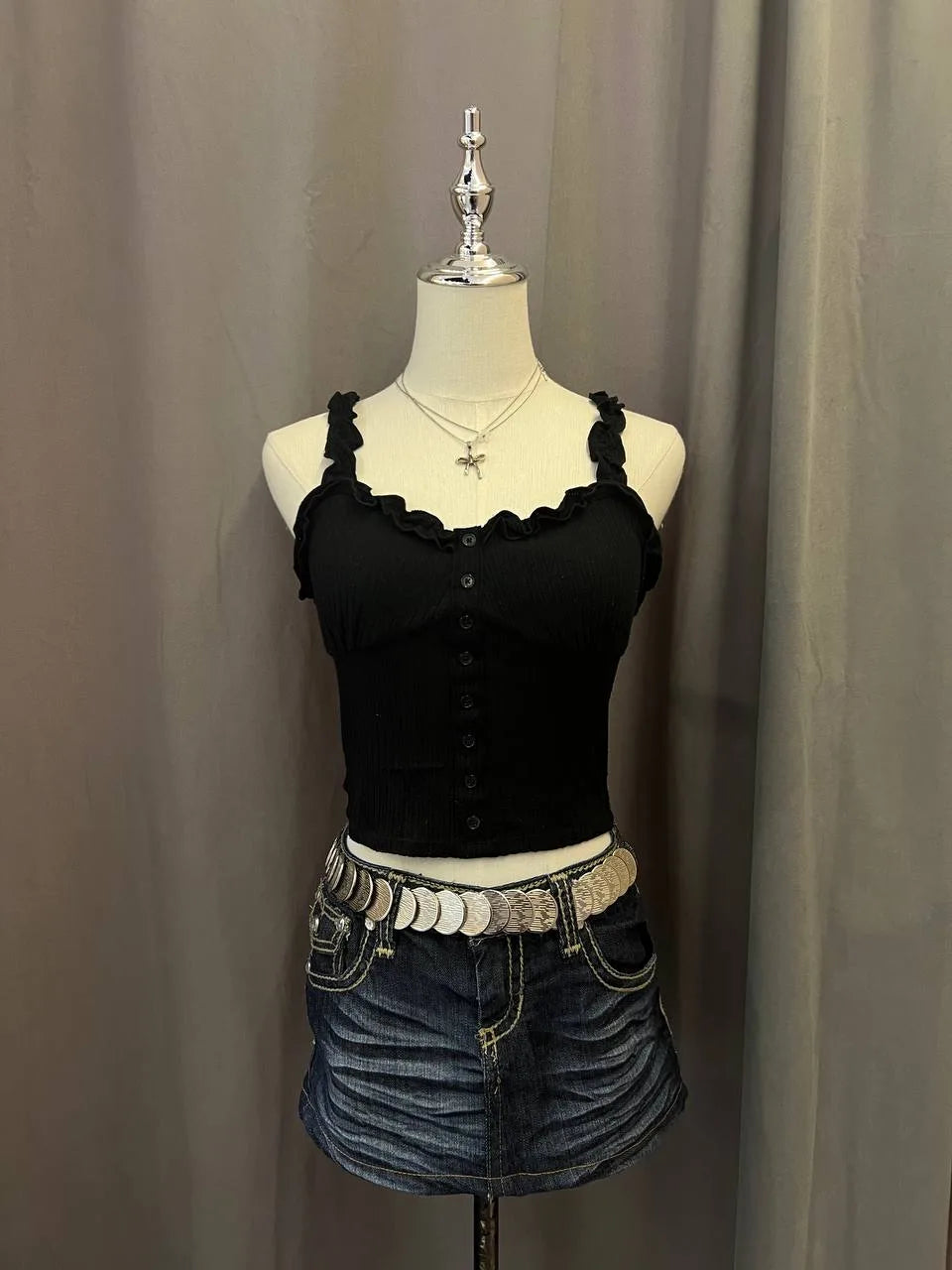 Black Ruffled Tank 1