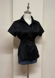Black Satin Cinched Blouse 2