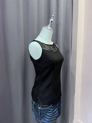 Black Sequinned Neckline Boatneck Tank 2