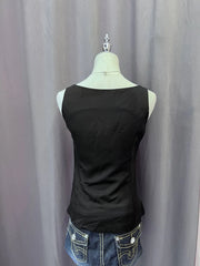Black Sequinned Neckline Boatneck Tank 3