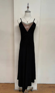 Black Sequinned Neckline Slip Dress 1