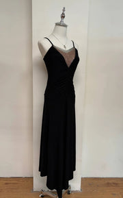 Black Sequinned Neckline Slip Dress 2