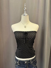 Black Small Polkadot Reworked Tube Top 1