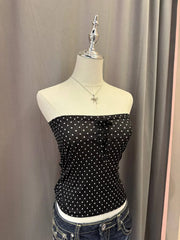 Black Small Polkadot Reworked Tube Top 2