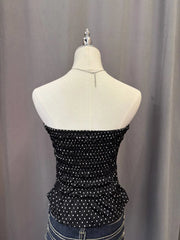 Black Small Polkadot Reworked Tube Top 3