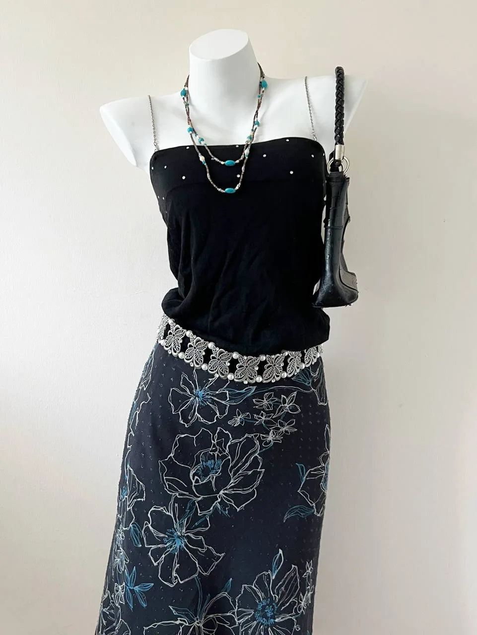 Black Straight Neck with Chain Strap Cami 1