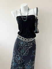 Black Straight Neck with Chain Strap Cami 1