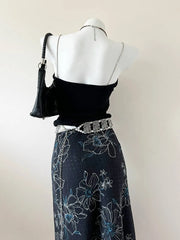 Black Straight Neck with Chain Strap Cami 3