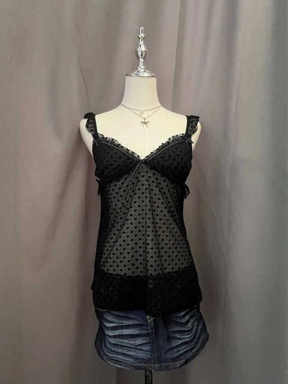 Black Velvet Heart Sheer Cami 1