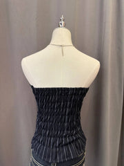 Black Vertical Striped Reworked Tube Top 3