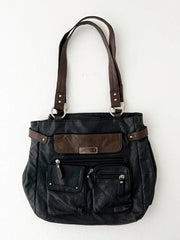 Black with Brown Detail Shoulder Bag 1