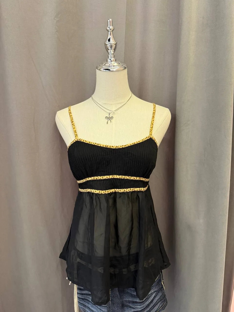 Black with Leopard Trim Camis 1