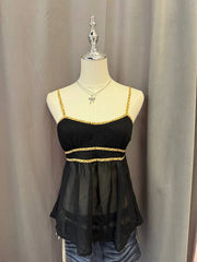 Black with Leopard Trim Camis 1