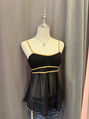 Black with Leopard Trim Camis 2