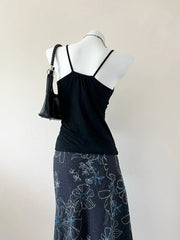 Black with Mesh Layer Crochet Trim Cami 3