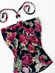 Black with Pink Florals Halter 2