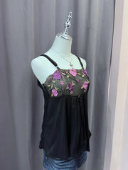 Black with Purple Floral Bust Babydoll Cami 2