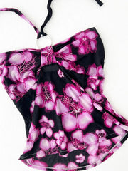 Black with Violet Hibiscus Halter 2