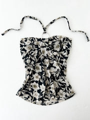 Black with White Florals Halter 1