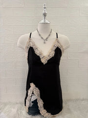 Black with white lace camis 1
