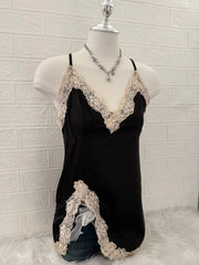 Black with white lace camis 2