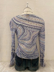 Blue Floral Long Sleeve Blouse 2