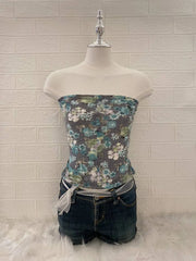 Blue Floral Tube Top 1