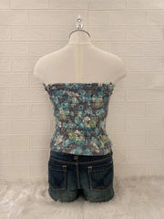 Blue Floral Tube Top 2