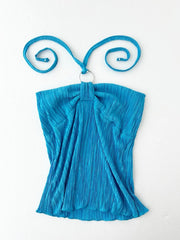 Blue Pleated Halter 1