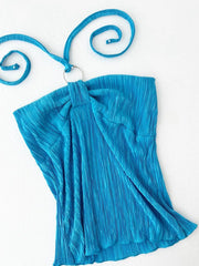 Blue Pleated Halter 2