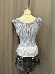 Blue Reworked Milkmaid Blouse 3