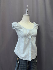 Blue Stripe Babydoll Blouse 2