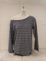 Blue Stripe Off Shoulder Top 1