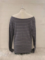 Blue Stripe Off Shoulder Top 2