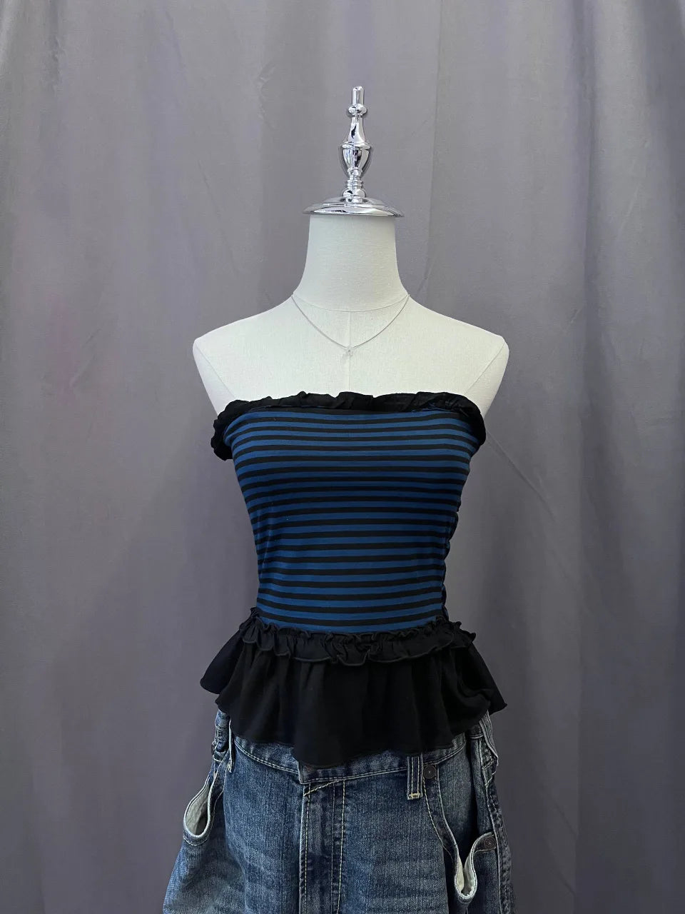 Blue Stripe Tube Top 1