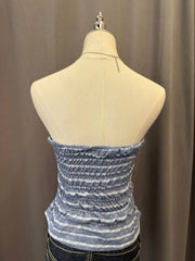 Blue Striped Reworked Tube Top 3