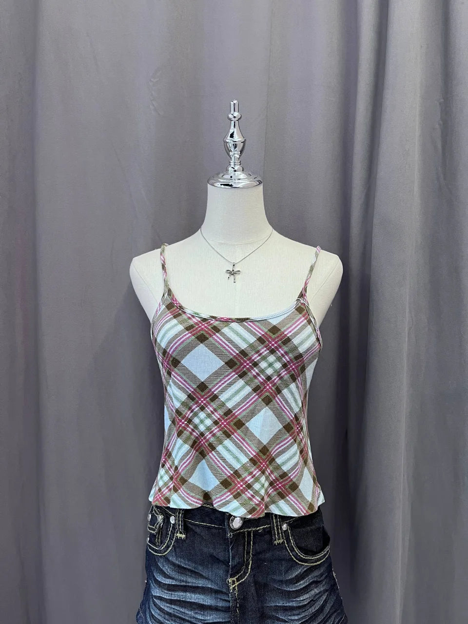Blue Tartan Print Cami 1
