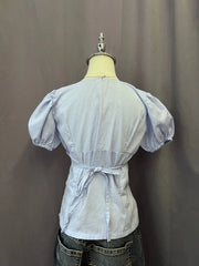 Blue V-neck Blouse 2