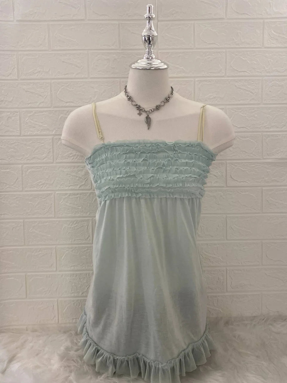 Blue with Tiered Ruffles Cami 1