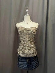 Brown and Beige Printed Tube Cami 1