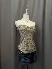 Brown and Beige Printed Tube Cami 2